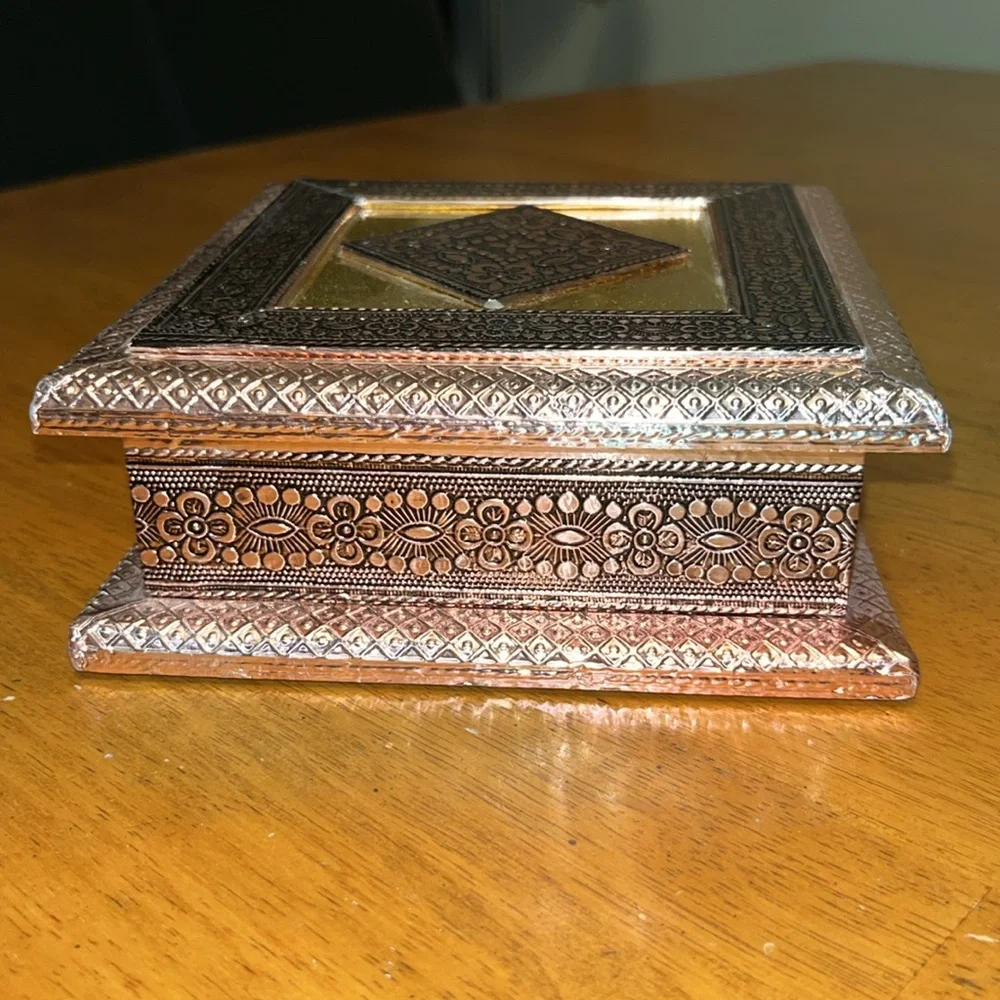 Handmade Rose Gold Black Gold Silver Foil Jewelry Trinket Box - Picture 3 of 15